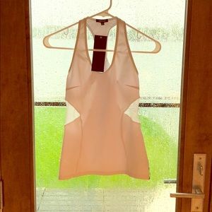 White Michi athletic tank with mesh D’s